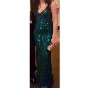 Beautiful sequined forest green dress